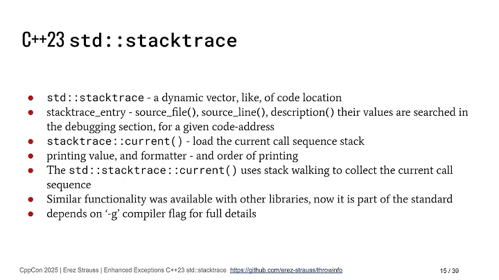 The Hidden Power of C++23 std::stacktrace for Faster Debugging & Exception Handling - Erez Strauss