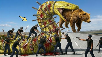 Heroic Rescue Team save a courageous bear from the terrifying attack of a giant python snake 🐃🐍