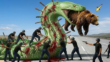 Heroic Rescue Team save a courageous bear from the terrifying attack of a giant python snake 🐃🐍