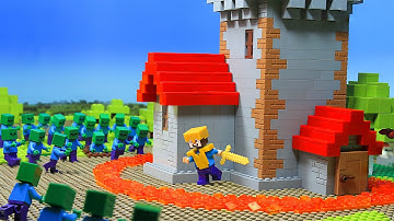 1000 Zombies vs Ultimate Defense Towers! LEGO Minecraft Stop Motion Battle