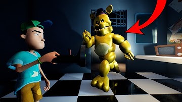 Fast Fredbear in FNAF Pizzeria in Hello Neighbor