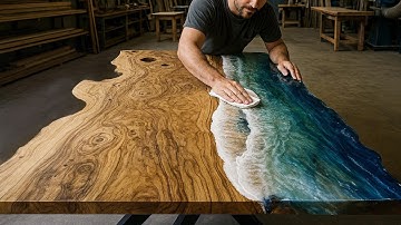 I Turn Old Wood Into a Stunning Ocean Table  | DIY Ocean Wave Epoxy Table | Resin Wood Table