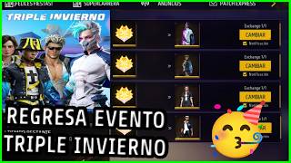 🥳Regresa el evento triple invierno reclama todas las skins x oro por el evento de navidad FF latam