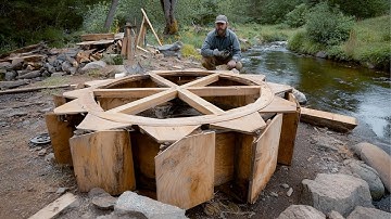 Man Builds WATERWHEEL That Powers His Entire Log Cabin | Start to Finish by @Advoko