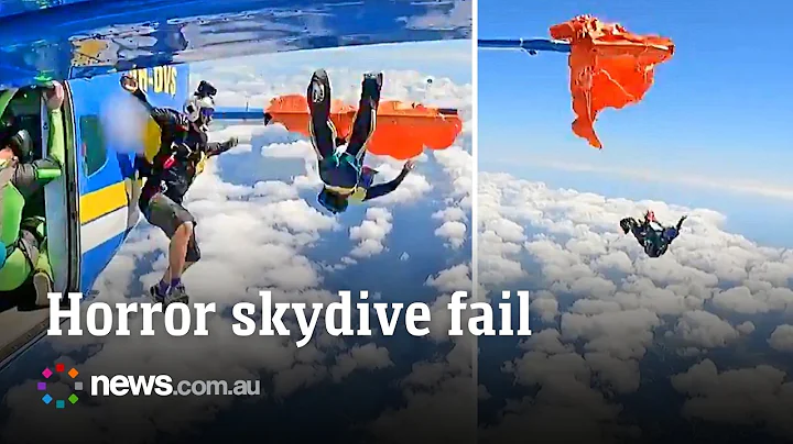 Horror moment skydiver is sucked out of plane and left dangling mid-air