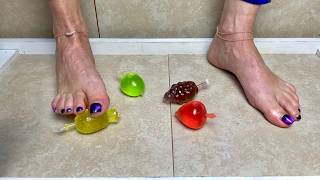 Stiletto & Barefoot Crush – Eggplant & Jelly Destruction! #feet #barefoot #heels #crush #crushing