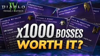 x1000 Bosses LOOT - 500 Normal VS 500 Duriels Test - Diablo 4 Season 6 Mythic Farm