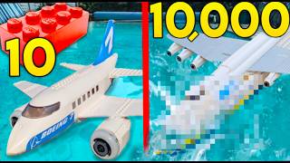 10 VS 10,000 Piece Lego Plane Crash IN POOL