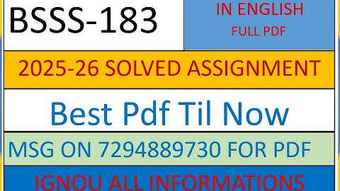 BSSS 183 Solved  Assignment 2025-26  |BSSS 183 Handwritten Assignment 2026 | BSSS 183 Assigment 2026