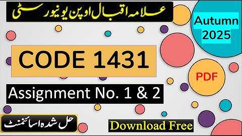 ⏩ AIOU Code 1431 Solved Assignment No.1 & 2 Autumn 2025 || Subject: Basics of ICT (ENG) || BACHELOR
