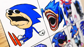 Drawing Shin Sonic Tapes & Meme Sonic & Different Mod of Sonic.EXE in FNF