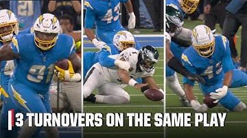 3 TURNOVERS IN SAME PLAY 🤯 Jalen Hurts throws interception & fumbles | NFL on ESPN
