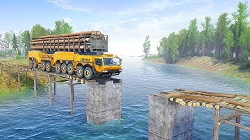 High Stakes Logging Transport on Collapsed Bridge!