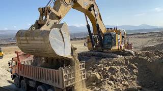 Caterpillar 6015B Excavator Loads Hard Rock & Soil On Trucks | Mining for Ore - Sotiriadis Mining