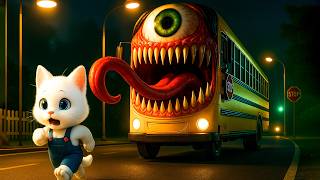 😱🚌The kitten encountered a mutated school bus monster on its way to school!🐱💥