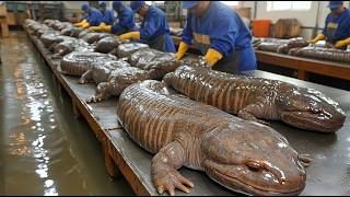 China’s Giant SALAMANDER Farm| How Farmer Harvest & Process MOST Valuable Fish - Salamander Industry