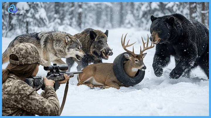Hunter Saves a Deer Trapped in a Tire to Protect It from Wild Animals While Hunting Giant Boar
