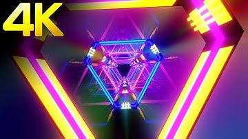 4K Fast Moving Triangle Tunnel Sci-fi Light Metallic color Relaxing Motion Video Background Loop