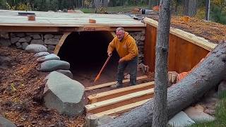 Man Builds 2-Room Log CABIN Underground | Start to Finish by @bushcraftua1