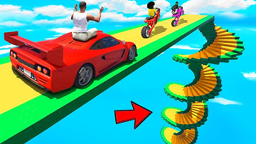 SHINCHAN AND FRANKLIN TRIED THE GIANT SPIRAL DOWN STAIR PARKOUR CHALLENGE GTA 5