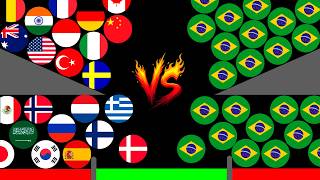 🌍MIND-BLOWING NATION DUEL! Top 25 Countries VS 25 Brazils in Algodoo Marble Race | Countryballs