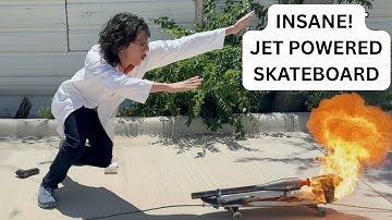 JET POWERED SKATEBOARD, not the best idea...