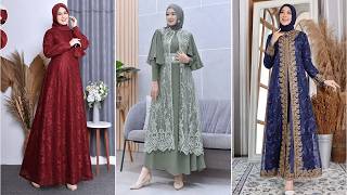 Inspirasi Model Baju Gamis Pesta Brokat Terbaru 2024, Gamis Kombinasi Brokat Terbaru Modern