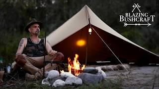 Riverside Bushcraft Wildcamp with Canvas Tarp-tent Shelter