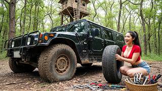 Genius Girl Helps CEO Repair Abandoned Supercar in the Jungle | Builds Bamboo Survival House