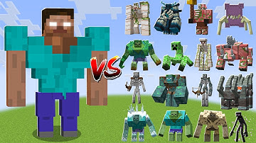 GOLEM HEROBRINE vs All Minecraft Bosses - Minecraft Mob Battle