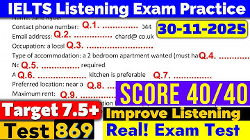 IELTS Listening Practice Test 2025 with Answers | Recent Exam - 869