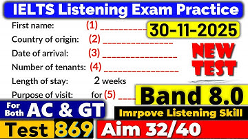 IELTS Listening Practice Test 2025 with Answers | Recent Exam - 869