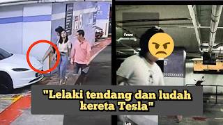 Lelaki sengaja tendang kereta orang di parkir, ahli keluarga cuma tengok & gelak