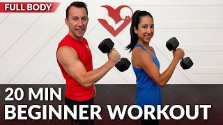 20 Min Full Body Beginner Workout at Home - Dumbbell Strength Training for Women & Men Over 50