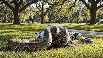 rescue animal: Brave Dalmatian Mother Fights Giant Python to Save Her Puppy