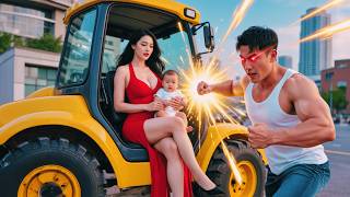 A mute, poor dad flips a 10-ton excavator! He's actually a hidden super god of war!