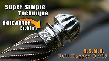 "Simple Method / Engrave Spacers" Saltwater Etching Full Dagger Build #forging #bladesmith #diy