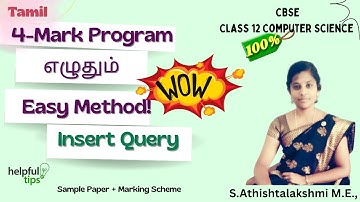 Interface Python With MySQL Class 12 One shot Tamil | Computer Science | Sample Paper | 4 Mark Qn