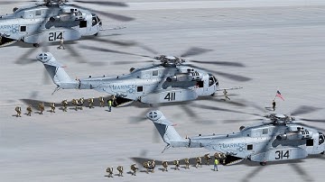 US Marines Rushing Towards the CH-53 Helicopters in Preparation for an Invasion of the Crisis Zone!