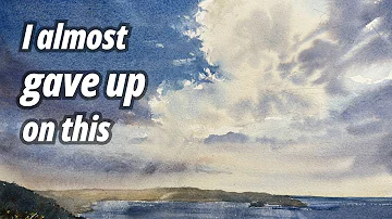 Can you SAVE a Watercolour painting? Demo of clouds over the ocean