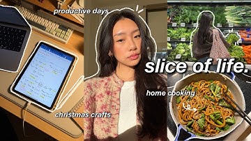 study vlog ☁️ productive days in my life as a college student, christmas crafts & grocery shopping