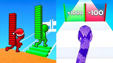 Snake Run Race vs Bridge Race 💥 EPIC SpeedRun Challenge - All Levels Unlocked (Android,iOS)