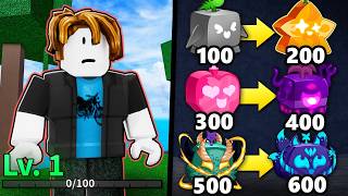 Noob To PRO But Every 100 Levels My Fruit Changes In Blox Fruits...