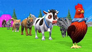 Paint & Animals Mammoth,Gorilla,Tiger,Duck,Cow,Lion Fountain Crossing Transformation Animals Cartoon