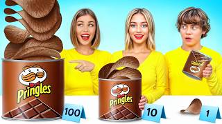 100 Layers of Food Challenge | 1 vs 100 Layers Chocolate Cake by Candy Land