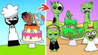 Oh no! Sprunki Became Zombies! *Save Oren And Pink Wedding In Paper Gamebook*