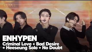 [4K] ENHYPEN [엔하이픈] - CRIMINAL LOVE   BAD DESIRE   HEESEUNG DANCE BREAK   NO DOUBT | TMA 2025 LIVE