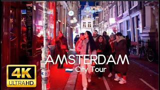 Amsterdam 🇳🇱 4K Walking Tour (2025) – Canals, Dam Square, Night Walk – With Captions!