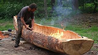 How this Survival Expert Turned a Massive Log into Amazing CANOE | by @OutbackMike