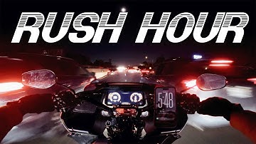 POV: Lane splitting through rush hour traffic in Los Angeles